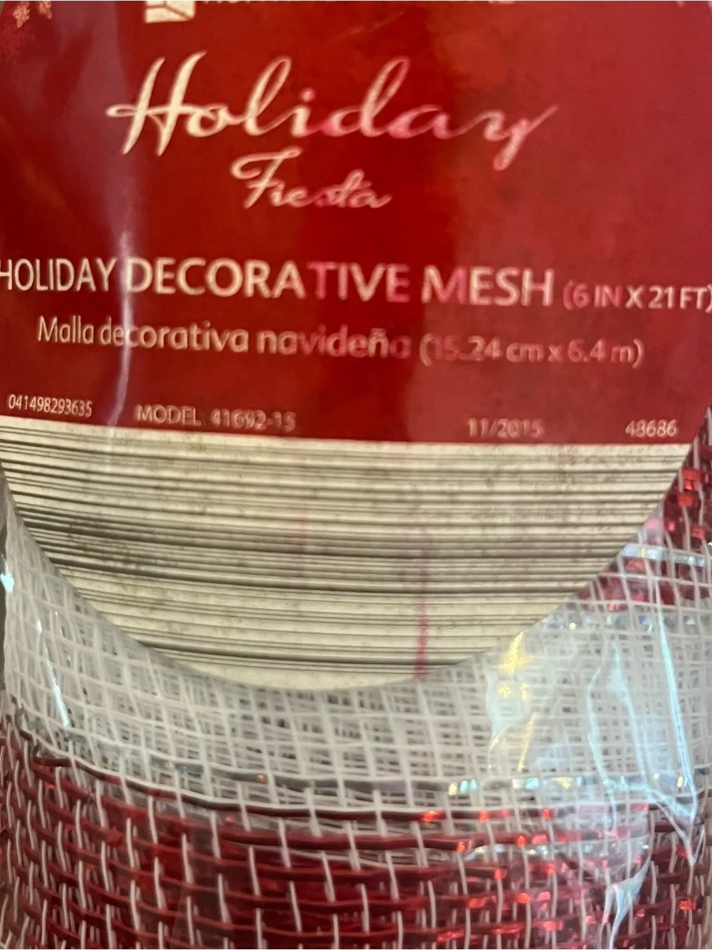 Huntington Home Red & White Striped Ribbon Holiday Decorative Mesh Roll
